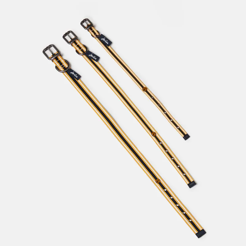 Joules Coastal Dog Collar Yellow and Navy-2